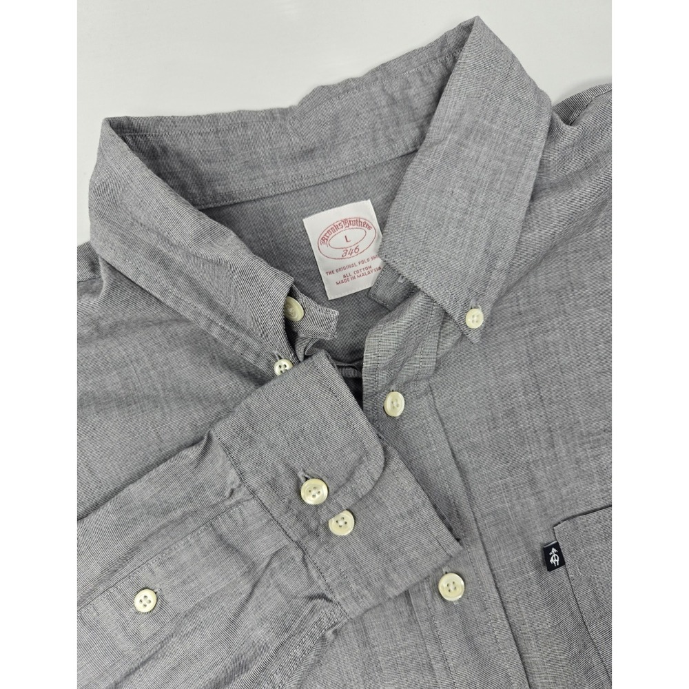 Brooks Brothers Shirt Mens L 346 Button Down Long Sleeve Gray Lightweight